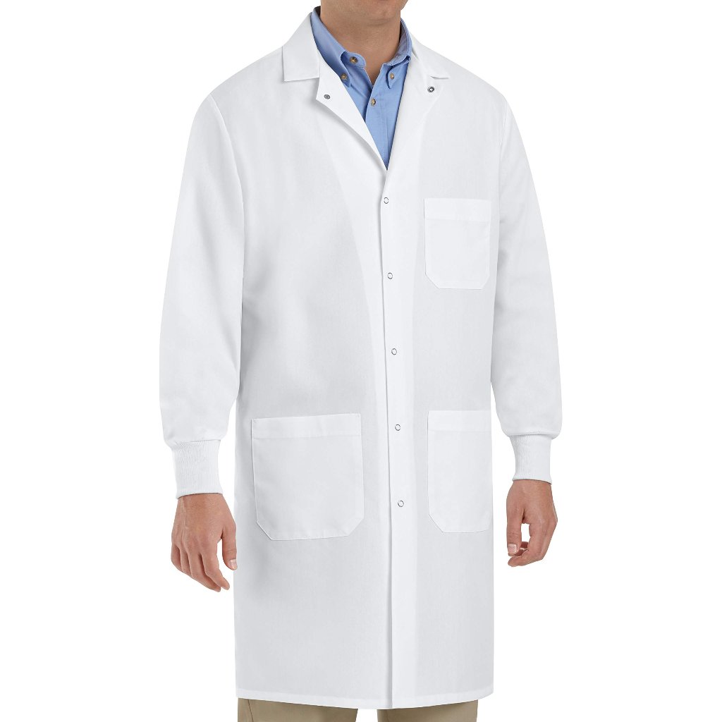 Unisex Lab Coat Professional Medical Workwear Knit Cuffs Wrinkle Resistant